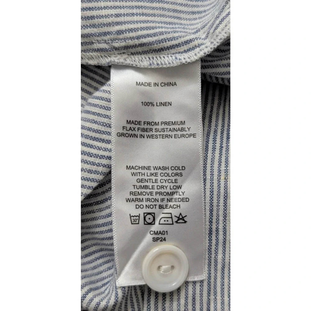 Quince Light Blue Striped Midi Shirt Dress - Picture 6 of 6